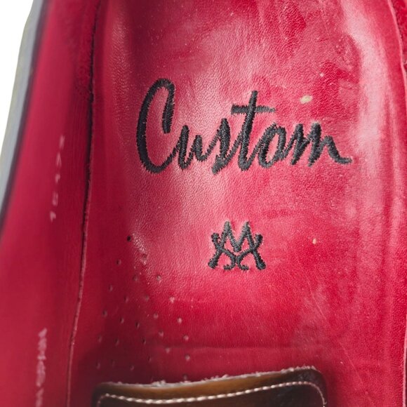 Mezlan Custom Mens 11.5 Brown Polished Leather Wingtip Oxfords Dress Shoes Spain - Picture 11 of 15